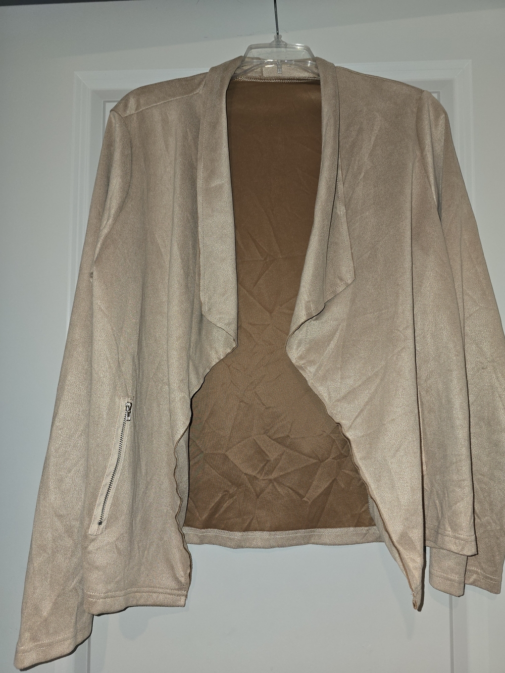 Women's Open Front Drape Jacket - Beige